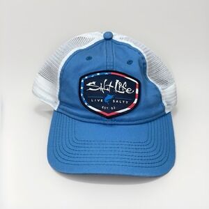 Salt Life Live Salty Trucker Hat Cap Mesh Snap Back Adjustable American Flag USA